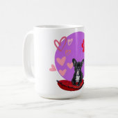 Mug Chiot frienchie adorable avec des coeurs (Devant gauche)