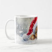 Mug Chiot jouant avec Santa Hat - Aquarelle (Gauche)