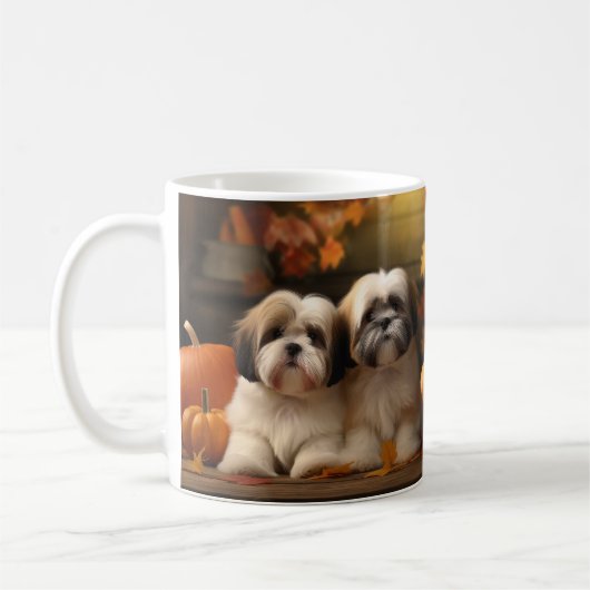 Mug Chiot Lhasa Apso Délice d'Automne Citrouille (Gauche)