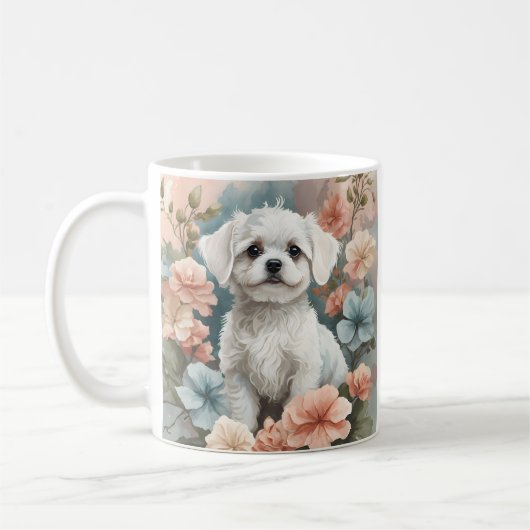 Mug Chiot maltais blanc mignon (Gauche)