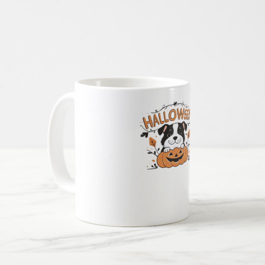 Mug Chiot mignon en Citrouille - Illustration de chien (Devant gauche)