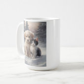 Mug Chiot mignon et chaton en neige (Devant gauche)