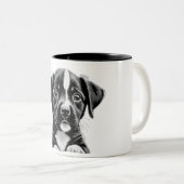 Mug Chiot Noir & Blanc Adorable - Cadeau Parfait (Devant droit)