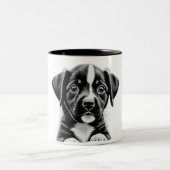 Mug Chiot Noir & Blanc Adorable - Cadeau Parfait (Centre)