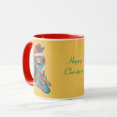 Mug chiot noir et brun mignon vêtu pour noël (Devant gauche)