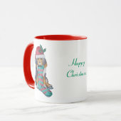 Mug chiot noir et brun mignon vêtu pour noël (Devant gauche)