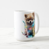 MUG CHIOT POMERANIEN DE NOËL DE FÊTE (Devant droit)