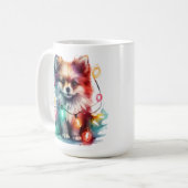 MUG CHIOT POMERANIEN DE NOËL DE FÊTE (Devant gauche)