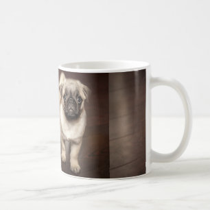 Mug chiot pug en sépia