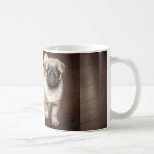 Mug chiot pug en sépia (Droite)