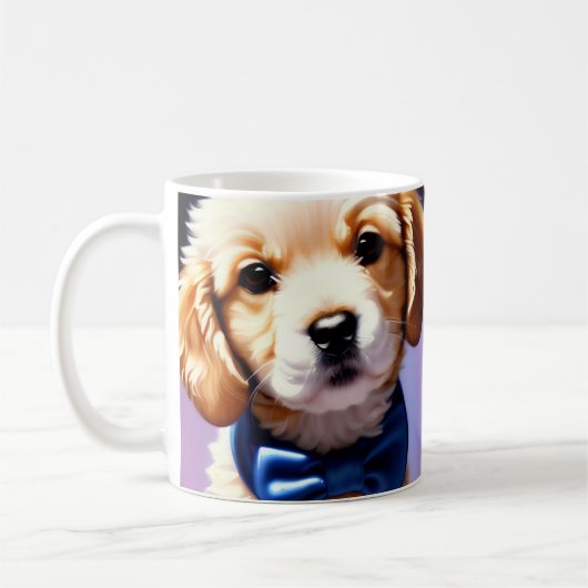 Mug Chiot souple adorable avec jolie Cravate de Bow bl (Gauche)