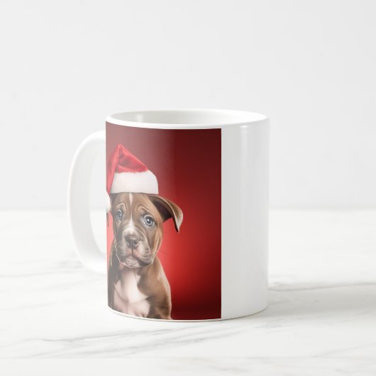 Mug Chiot taureau à Santa Hat (Devant gauche)