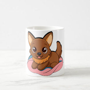 Mug Chiots adorablement mignon dans une couverture ros