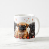 Mug Chiots Carlin avec des Cœurs - Saint-Valentin (Devant droit)