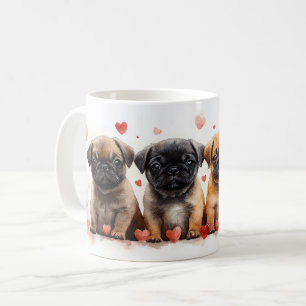 Mug Chiots Carlin avec des Cœurs - Saint-Valentin