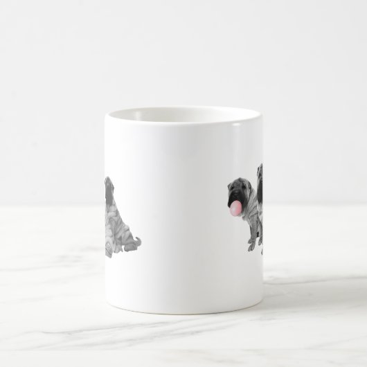 Mug Chiots chinois Shar Pei noir blanc bulle gomme (Centre)