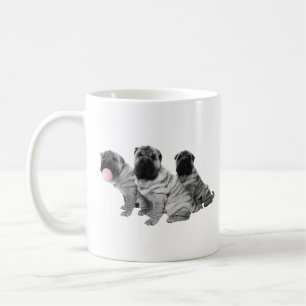 Mug Chiots chinois Shar Pei noir blanc bulle gomme