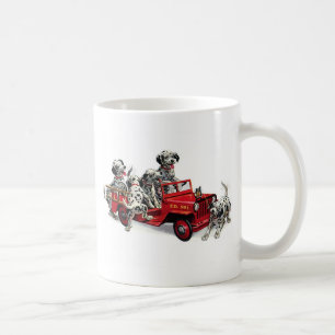 Mug Chiots dalmatiens avec le camion de pompiers