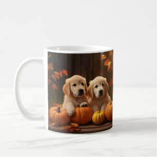 Mug Chiots Retriever du Golden Automne Délice Citrouil