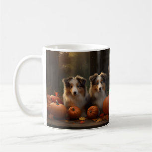 Mug Chiots Rough Collie Automne Délice Citrouille