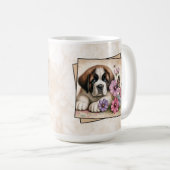Mug Chiots St-Bernard et Fleurs (Devant droit)