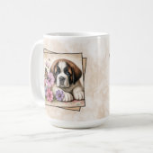 Mug Chiots St-Bernard et Fleurs (Devant gauche)