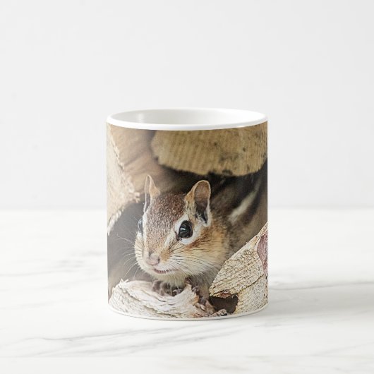 Mug Chipmunk dans une pile de bois (Centre)