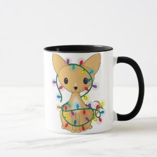 Mug Chiwawa avec des lumières de Noël