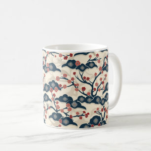 Mug Chiyogami japonais Ume Rouge Corail Indigo Crème