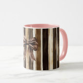 Mug Chocolat Brown bonbon rayures Bow (Devant droit)
