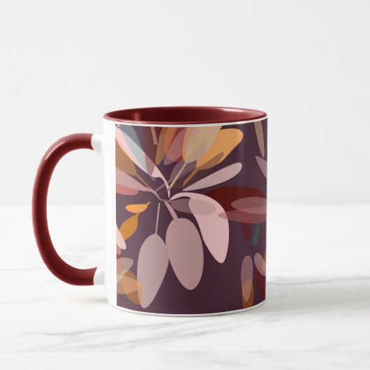 Mug Chocolat Brown et beige Élégant Feuillage Imprimer (Gauche)