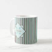 Mug Chocolat Brown et pinte vert rayures Monogramme (Devant gauche)