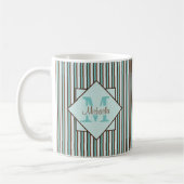 Mug Chocolat Brown et pinte vert rayures Monogramme (Gauche)