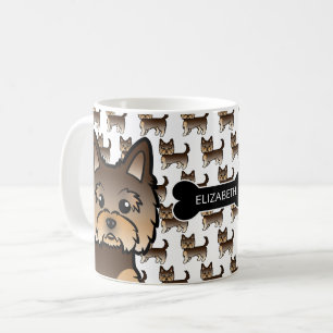 Mug Chocolat Brown Yorkie avec os de chien et nom