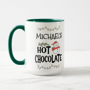 Mug Chocolat Chaud Bonhomme de Neige de Noël & Nom Per