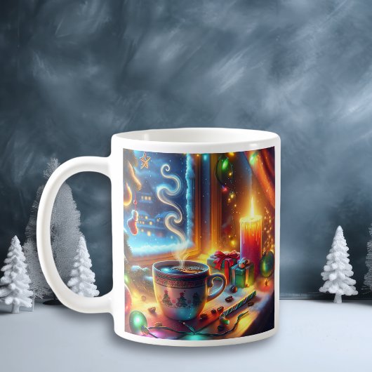 Mug Chocolat chaud dans une fenêtre de Noël Personnali