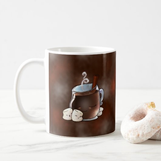 Mug Chocolat chaud et guimauves de Kawaii (Avec donut)