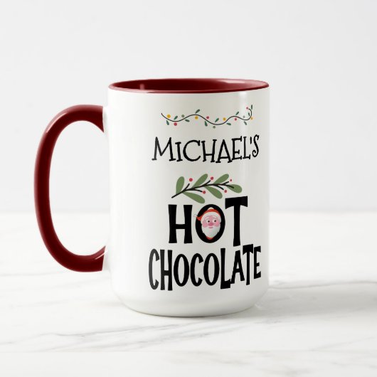 Mug Chocolat chaud Noël Père Noël et Nom personnalisé (Gauche)