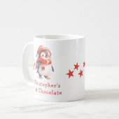 Mug chocolat chaud nom de Noël pingouin rouge (Devant gauche)