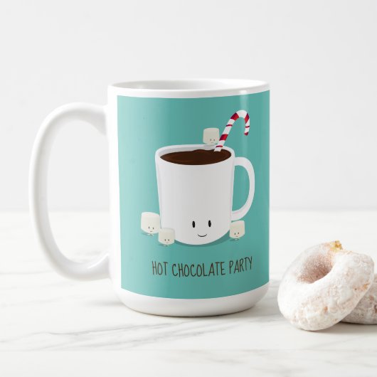 Mug Chocolat chaud turquoise Fête de Noël (Avec donut)