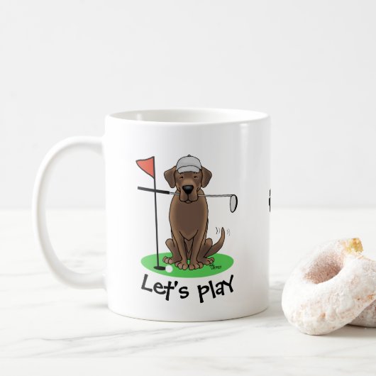 Mug Chocolat de golf Labrador Retriever Dog - mignonne (Avec donut)