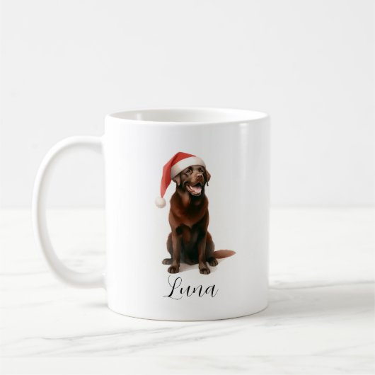 Mug Chocolat de Noël Labrador Chien Casquette de café (Gauche)