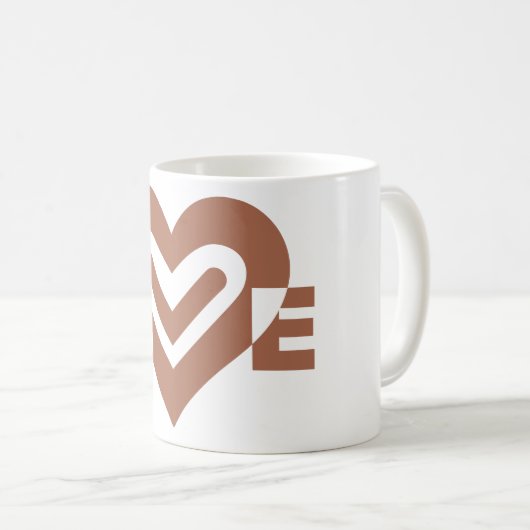 Mug Chocolat graphique mignon Love Brown (Devant droit)