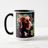 Mug Chocolat Lab Chien sur Camo Monogramme (Gauche)