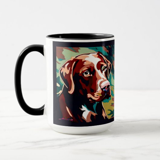 Mug Chocolat Lab Chien sur Camo Monogramme (Gauche)