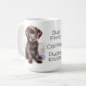 Mug Chocolat Labrador Chien, mais premier chiot Kisses (Devant gauche)