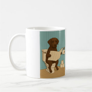 Mug Chocolat Labrador Lecture journal sur Toilet