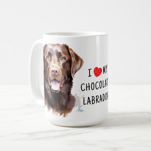 Mug Chocolat Labrador Retriever - J'aime mon chien (Devant gauche)