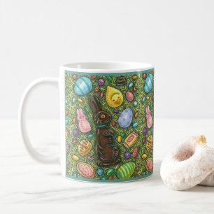 MUG CHOCOLAT PÂQUES BUNNY, POULET, OEUFS, JELLY BEANS