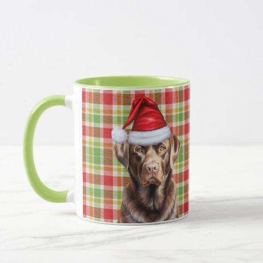 Mug Chocolat Plaid Lab Amoureux des chiens Noël (Gauche)